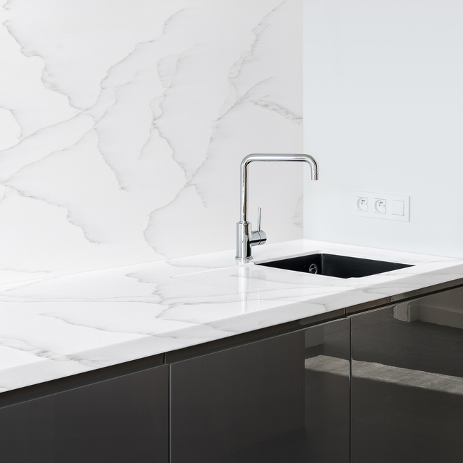 Home interior with minimalist kitchen